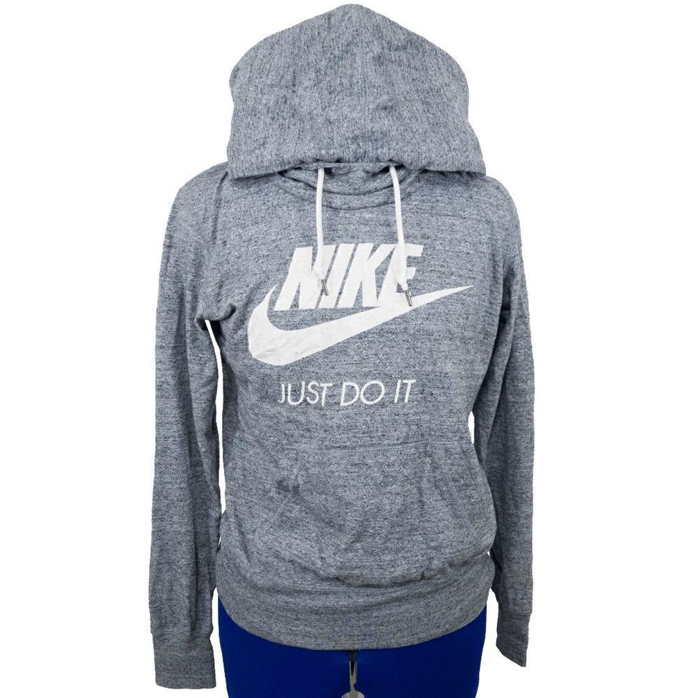 Nike "Just Do It" Grey Hooded Pullover long sleeve T-shirt